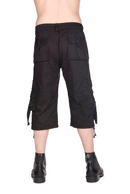 Schwarze, kurze Hose Military Shorts Denim mit vielen Taschen von Black Pistol