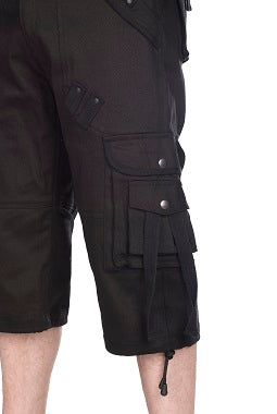Schwarze, kurze Hose Military Shorts Denim mit vielen Taschen von Black Pistol