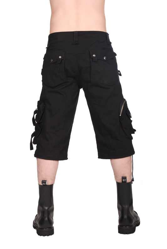 Schwarze, kurze Hose Army Shorts Denim mit vielen Taschen von Black Pistol