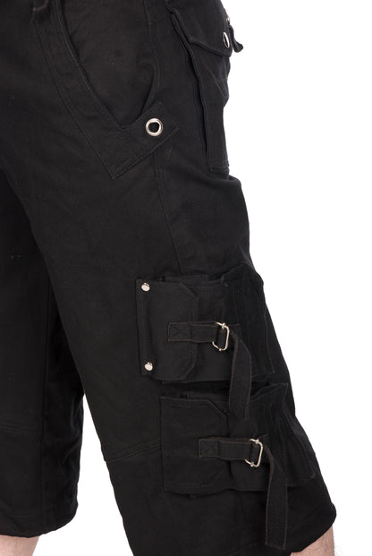 Schwarze, kurze Hose Army Shorts Denim mit vielen Taschen von Black Pistol