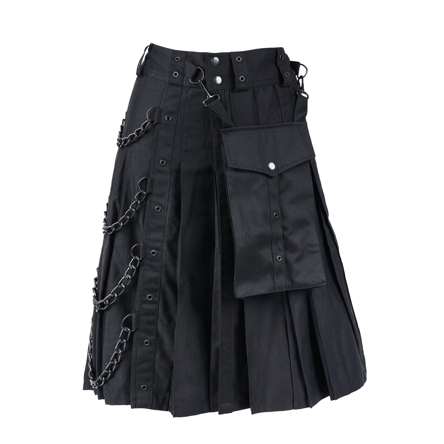 Schwarzer Chain Kilt Denim mit Ketten und abnehmbarer Kilttasche von Black Pistol