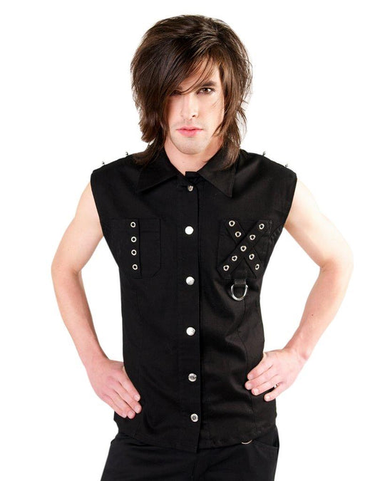 Punk Vest Denim Black Pistol