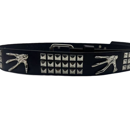 Schwarzer Nietengürtel FINGERS BELT mit Handdetails von Moon Attic