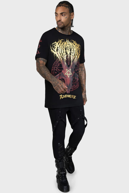Schwarzes Shirt Baphomet Zisurrû T-Shirt mit Ziegenkopf Print von Killstar