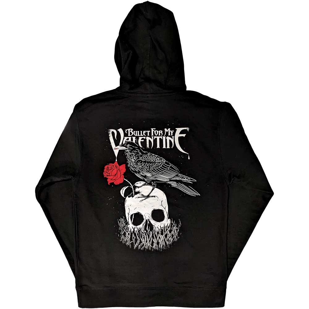 Lizensierter Pullover Bullet For My Valentine Logo & Raven Band-Hoodie mit großem Backprint