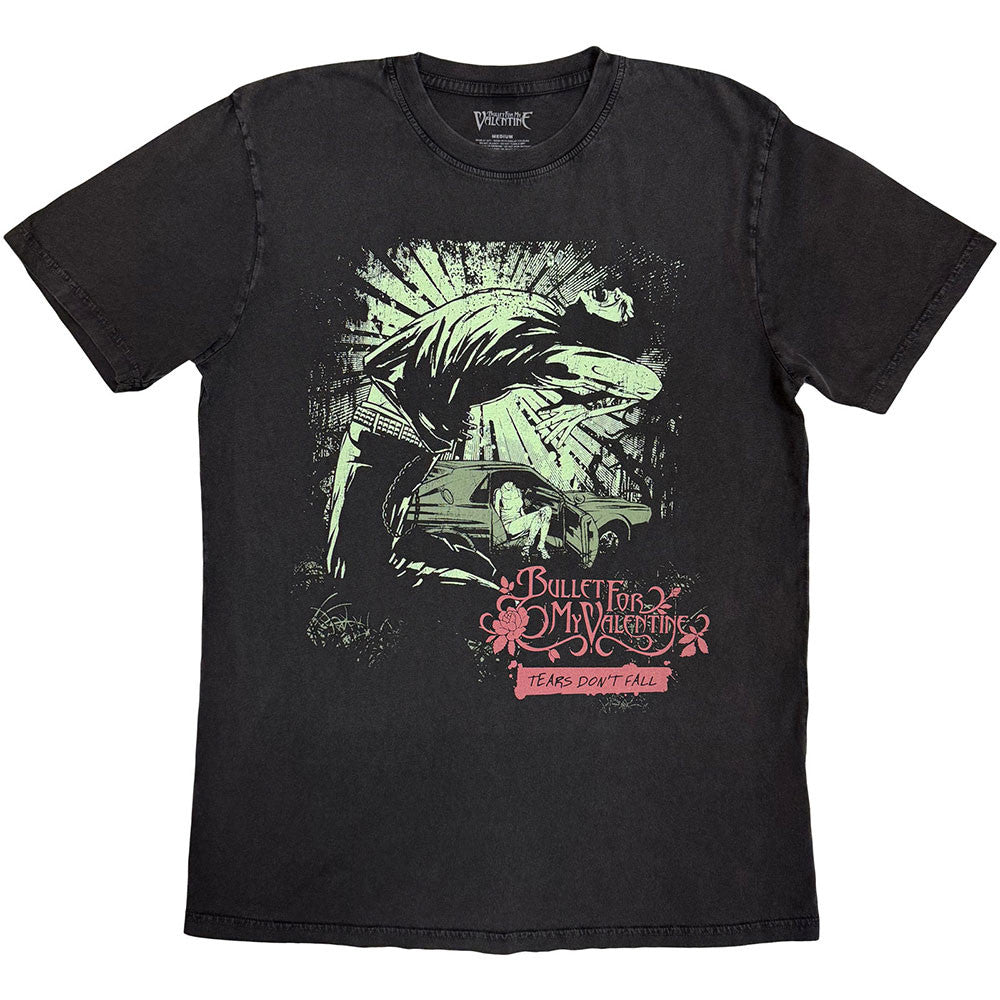 Lizensiertes Bullet For My Valentine Tears Don't Fall Bandshirt mit Tourdaten-Backprint