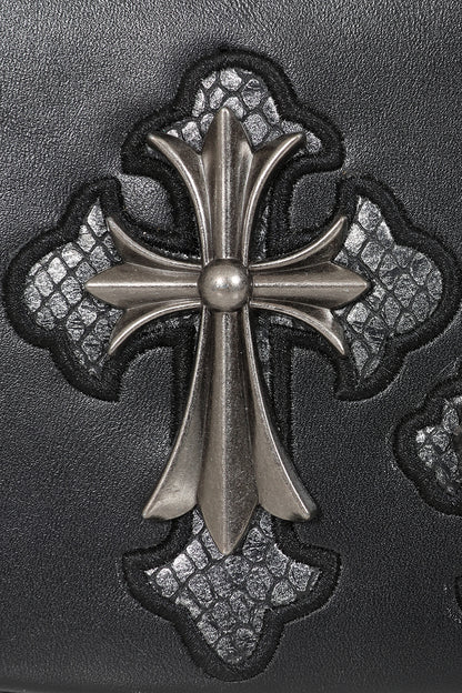 Schwarze Tasche CRYPT CROSS SHOULDERBAG mit Kreuzaplikationen von Banned&nbsp;