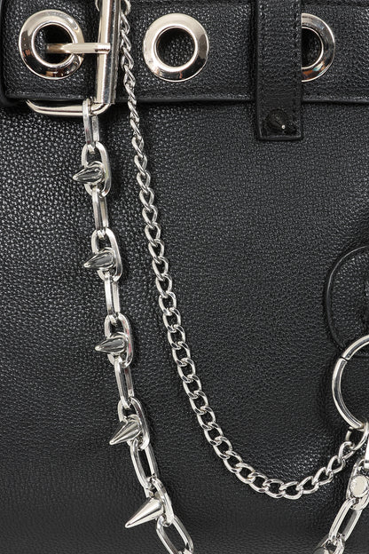 Schwarze Tasche Chain Reaction Bag mit Ösengurt und Zierketten von Banned&nbsp;