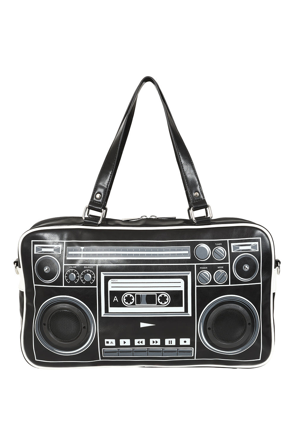 Schwarze Tasche BoomBox Bag mit Radiorekorderprint von Banned&nbsp;