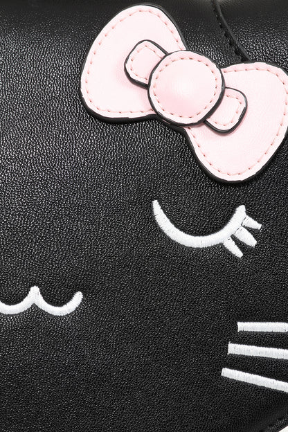 Schwarze Tasche Meowgical Dreams Handbag in Katzenkopfform mit rosaner Schleife von Banned&nbsp;