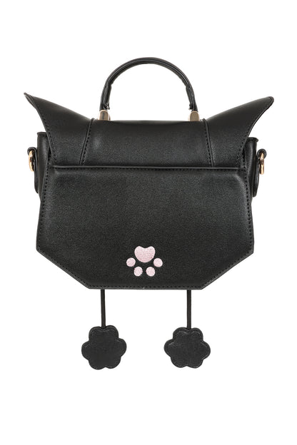 Schwarze Tasche Meowgical Dreams Handbag in Katzenkopfform mit rosaner Schleife von Banned&nbsp;