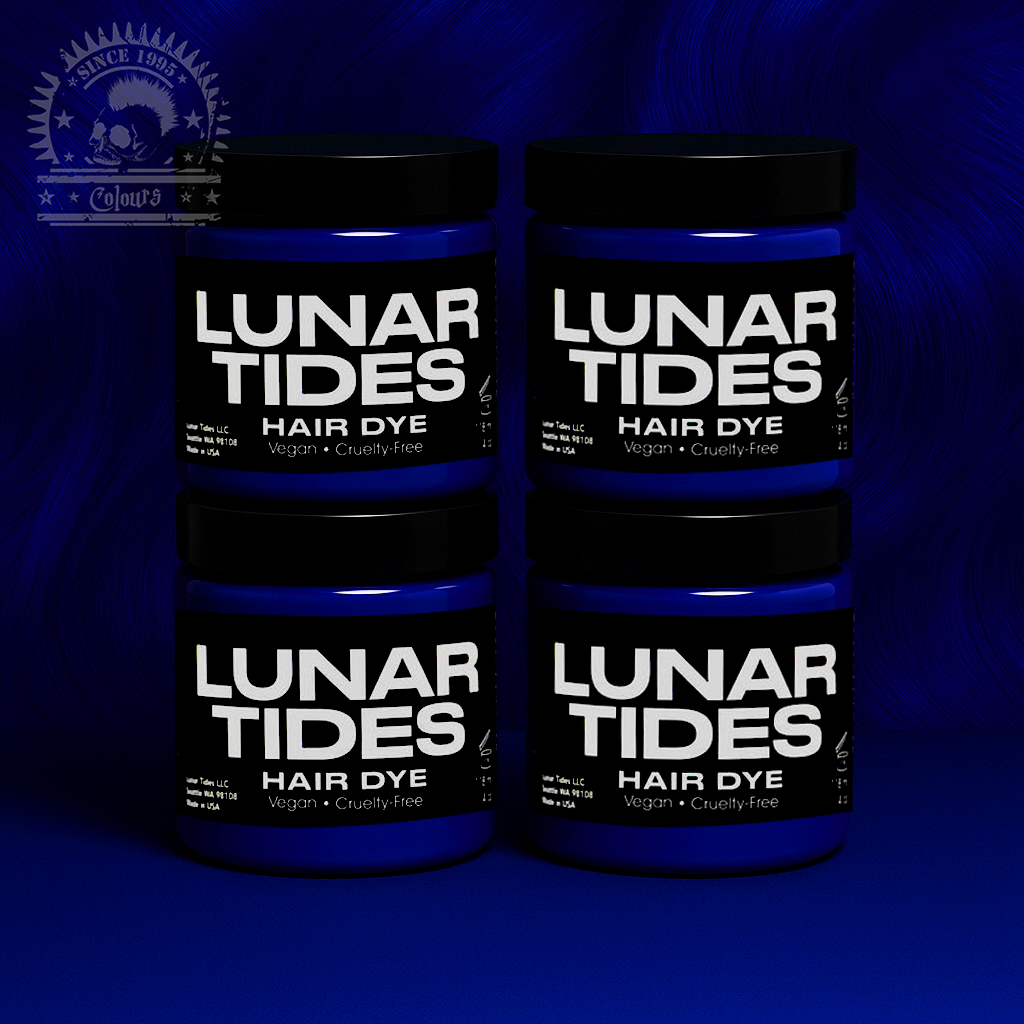 semi-permanente Haartönung 4er-Sparset&nbsp;BLUE VELVET in dem Farbton dunkelblau von Lunar Tides