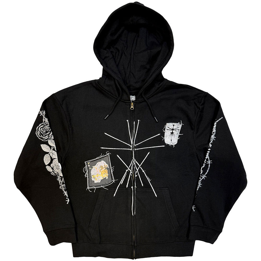 Lizensierte Sweatshirtjacke Bring Me The Horizon Nailed Symbol Band-Hoodie mit vielen Prints und großem Backprint