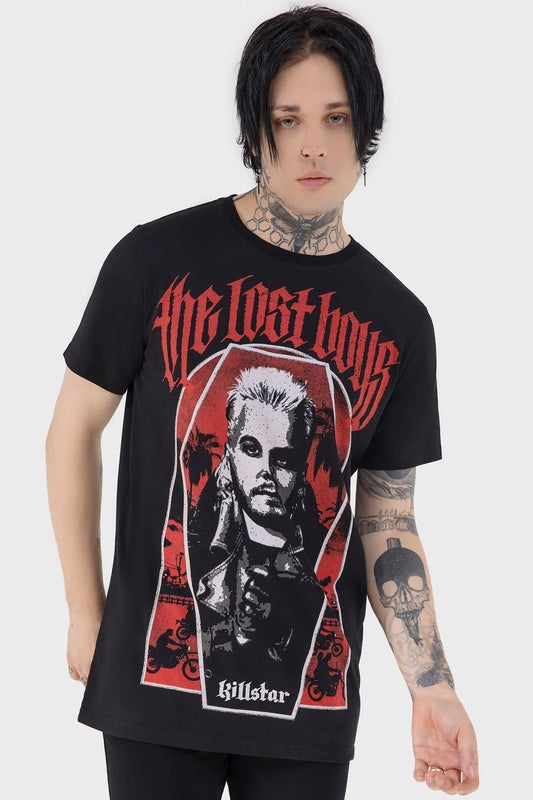 Schwarzes Print-Shirt BOARDWALK T-SHIRT im roten Design von Killstar