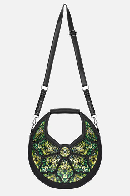 Schwarze Tasche BOTANICAL GREENHOUSE BAG mit Kathedralenfenster Design von Restyle