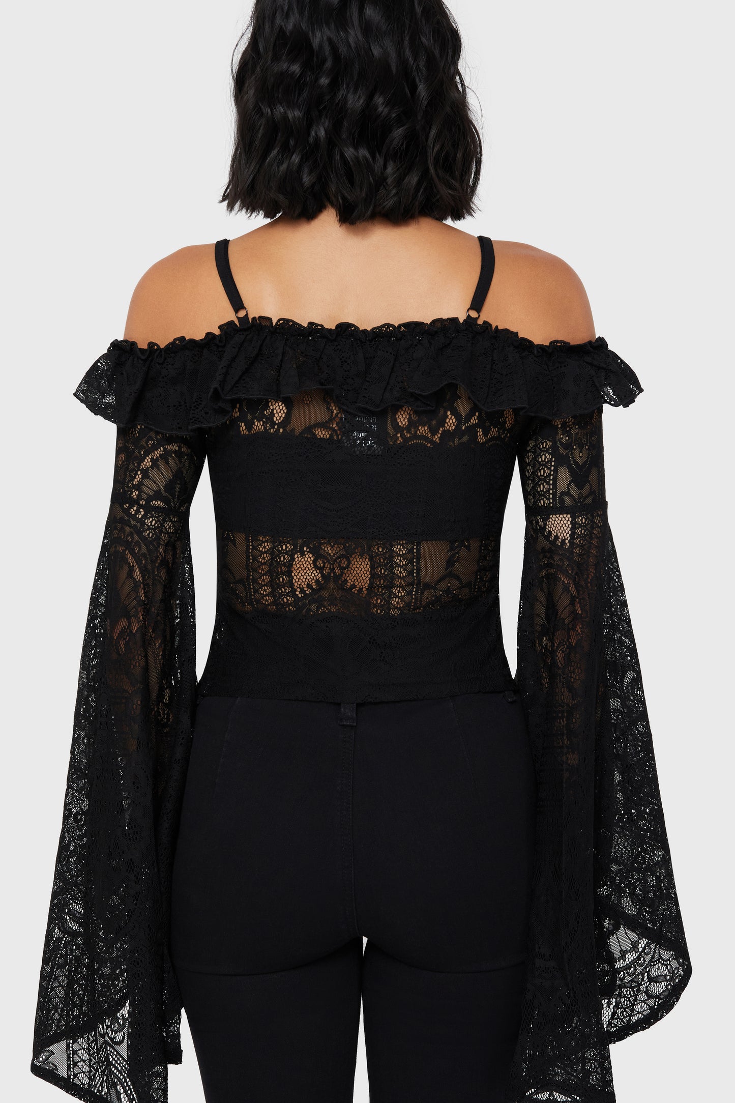 Killstar Breathless Lace Bardot Top Black