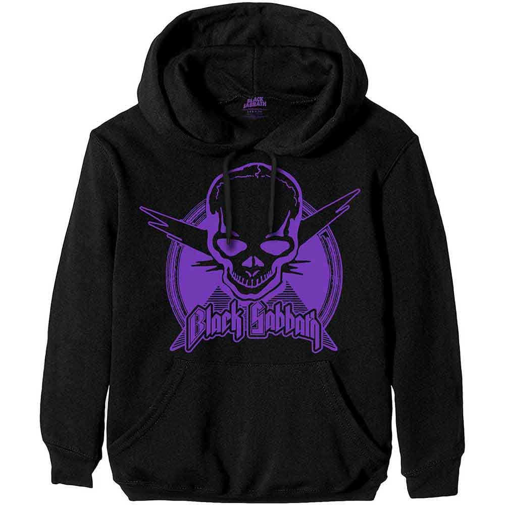 Lizensierter Pullover Black Sabbath Aviation Skull Band-Hoodie mit lilafarbenem Print