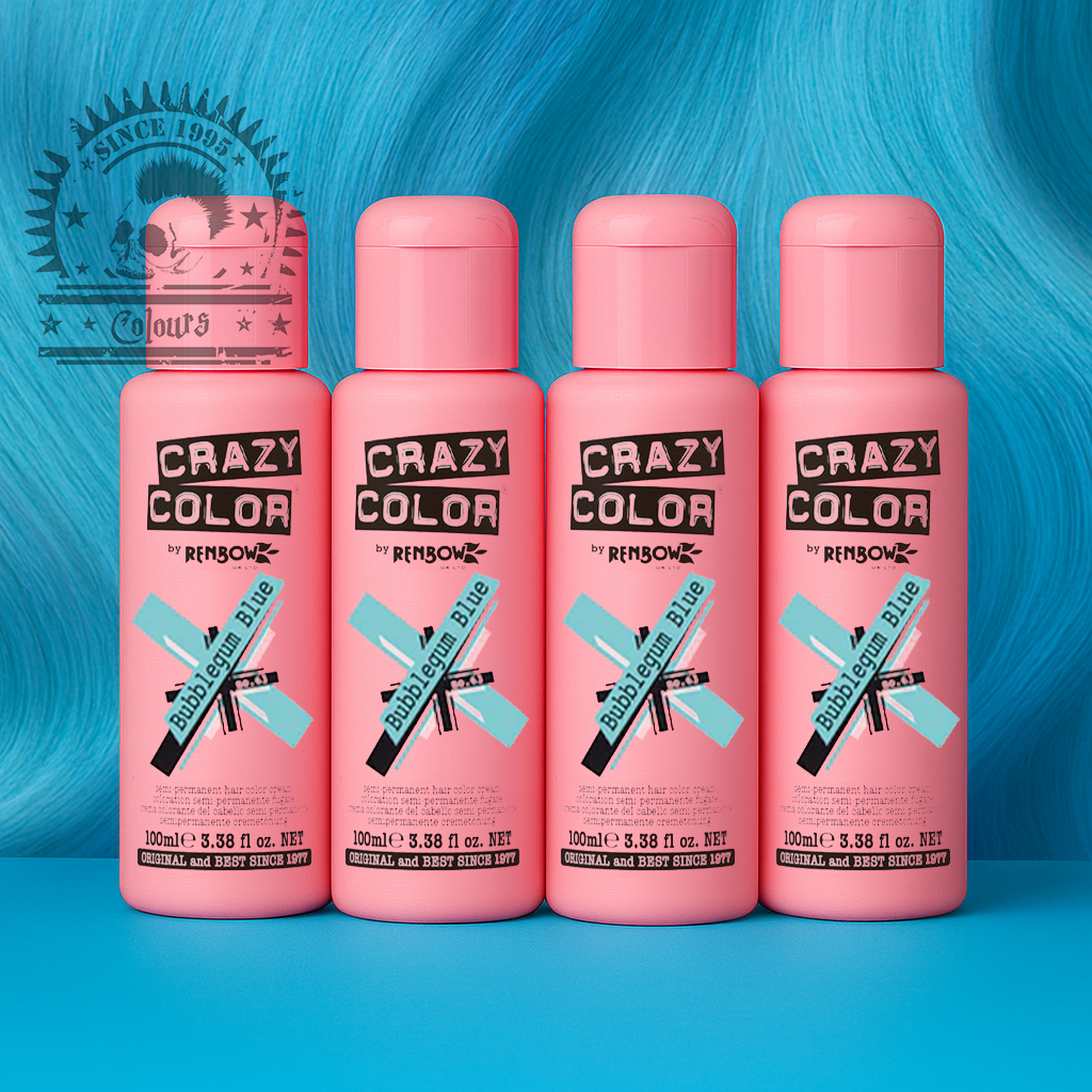 semi-permanente Haartönung 4er Box&nbsp;BUBBLEGUM BLUE in dem Farbton Hellblau von&nbsp;Crazy Color