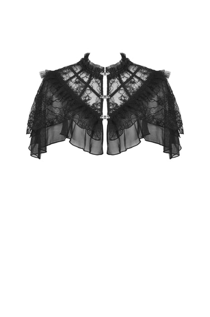 Schwarzer Spitzenkragen AELE BOLERO mit Metallverschlüssen von Dark In Love