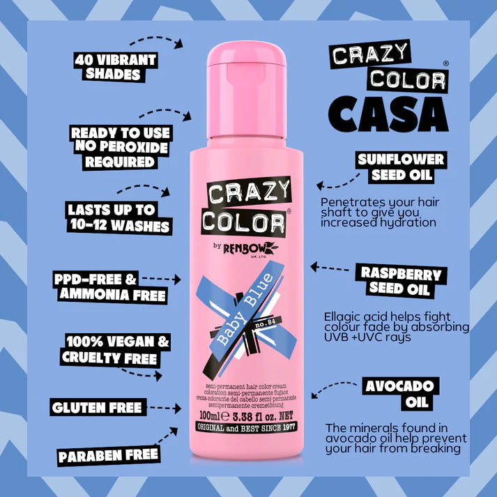 semi-permanente Haartönung Baby Blue in dem Farbton Blau von Crazy Color
