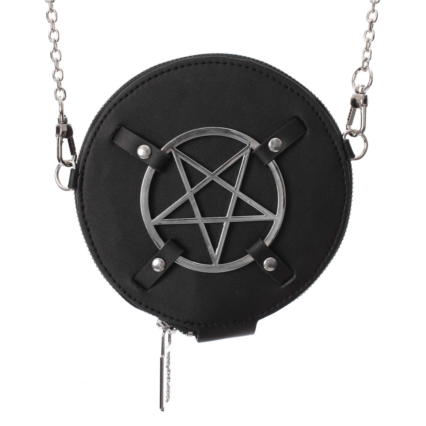Schwarze Münzbörse HEXLOCK HAVEN COIN PURSE mit Pentagram an der Vorderseite von Poizen Industries