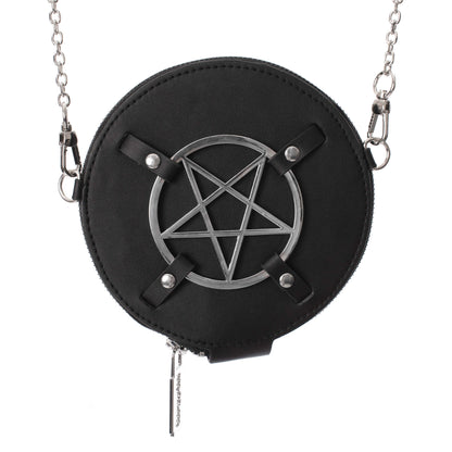 Schwarze Münzbörse HEXLOCK HAVEN COIN PURSE mit Pentagram an der Vorderseite von Poizen Industries