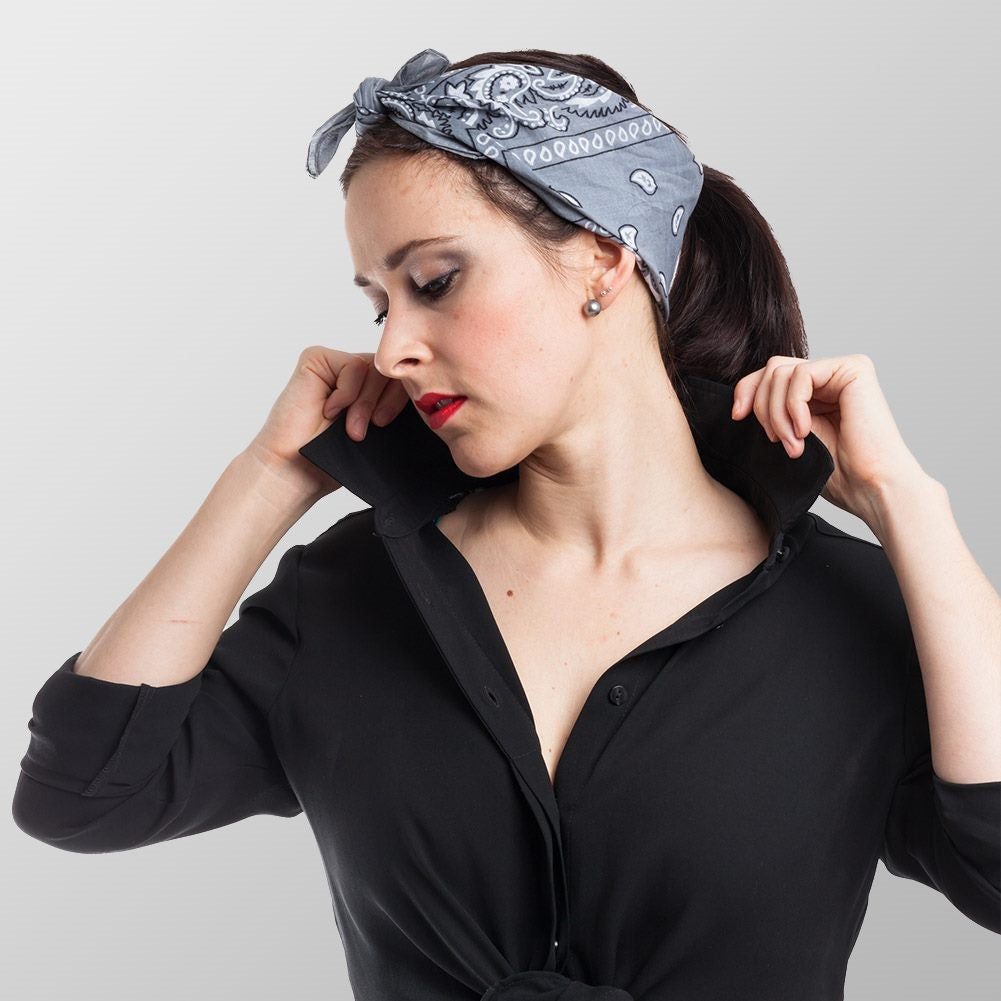 Head Scarf Tutorial Hermès Scarf How To Wear Bandana Kopftuch Grau