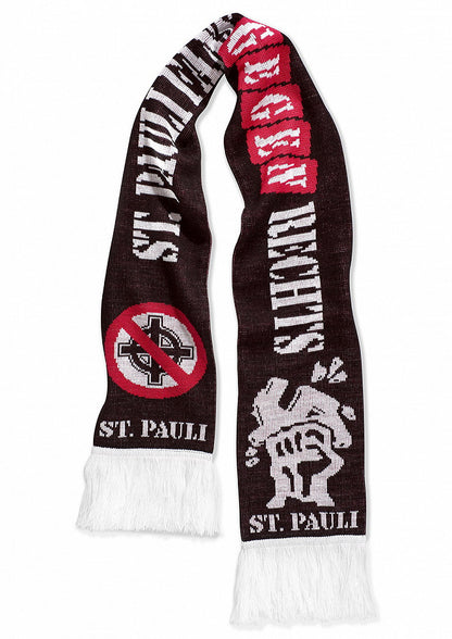 Dunkelbrauner Schal im Gegen Rechts Design von St.Pauli