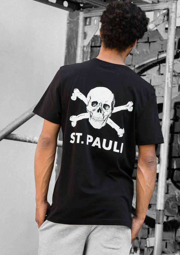 Rückseite schwarzes St.Pauli T-Shirt Totenkopf II