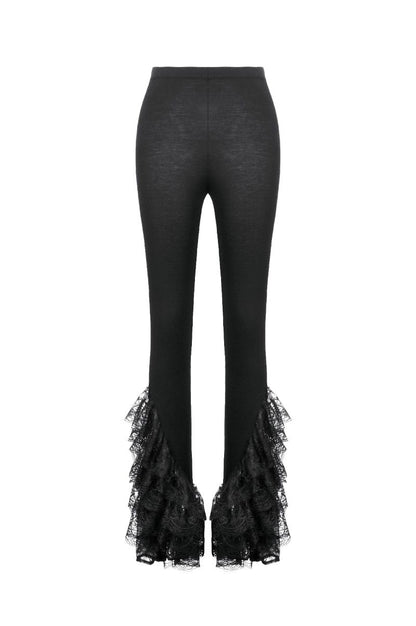 Schwarze Leggings Black Blossom Trousers mit Spitzenelementen von Dark In Love
