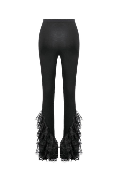 Schwarze Leggings Black Blossom Trousers mit Spitzenelementen von Dark In Love