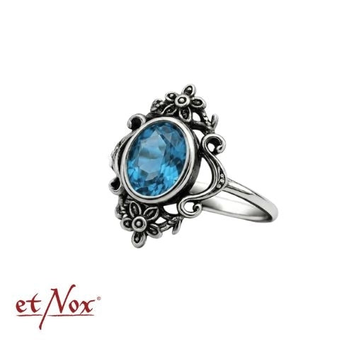 Edelstahlring Blue Topaz Flowers Ring mit Stein von etNox