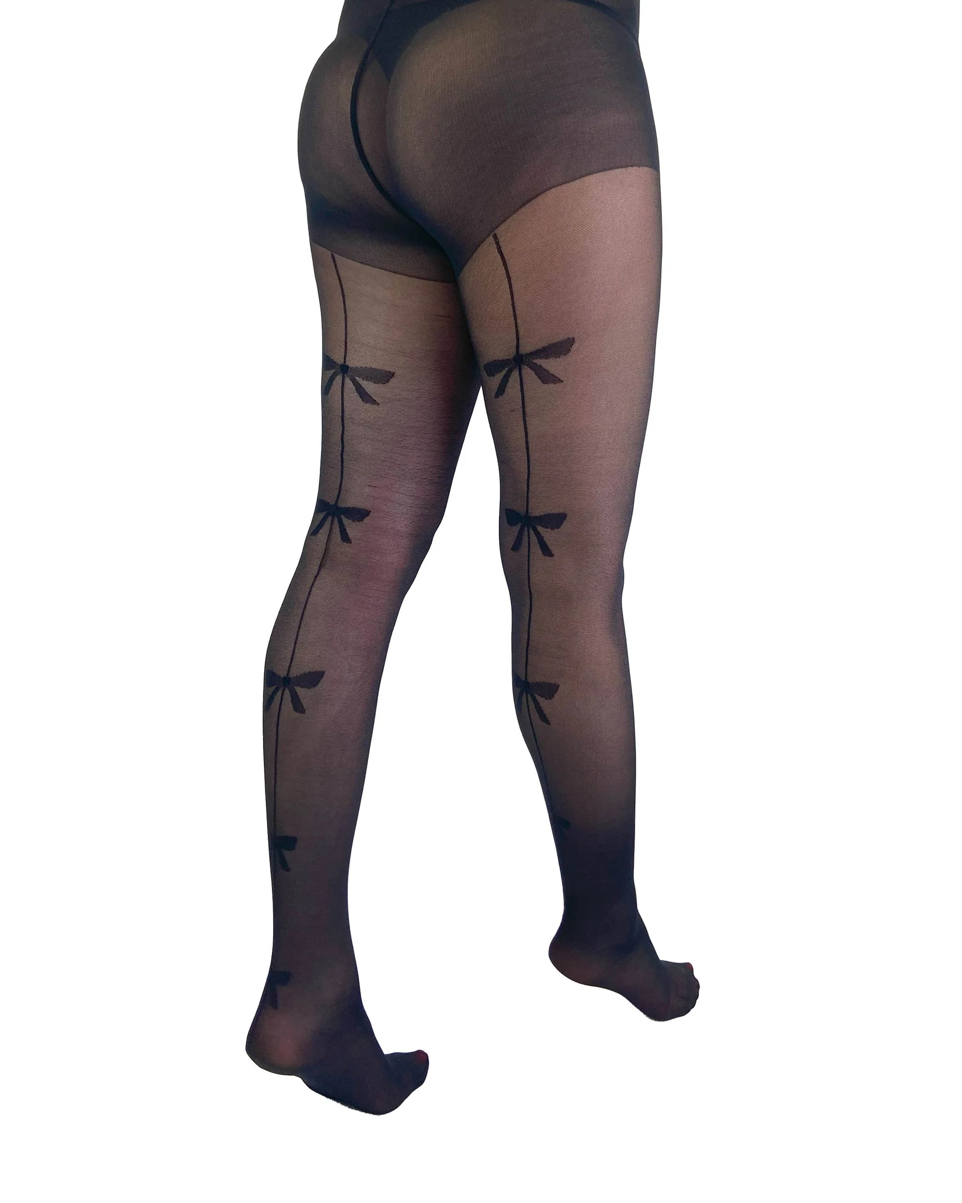 Schwarze Strumpfhose 20 Denier Sheer Bow Back Seamed Tights im Schleifendesign von Pamela Mann