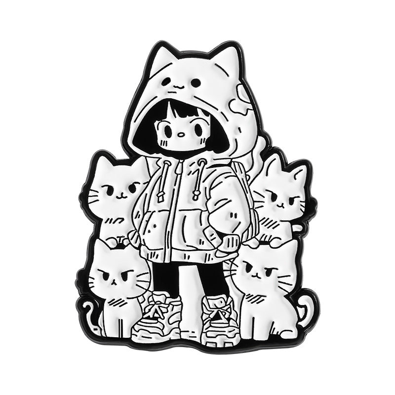 Kleiner Emaille-Anstecker CAT GIRL ENAMEL PIN von Moon Attic