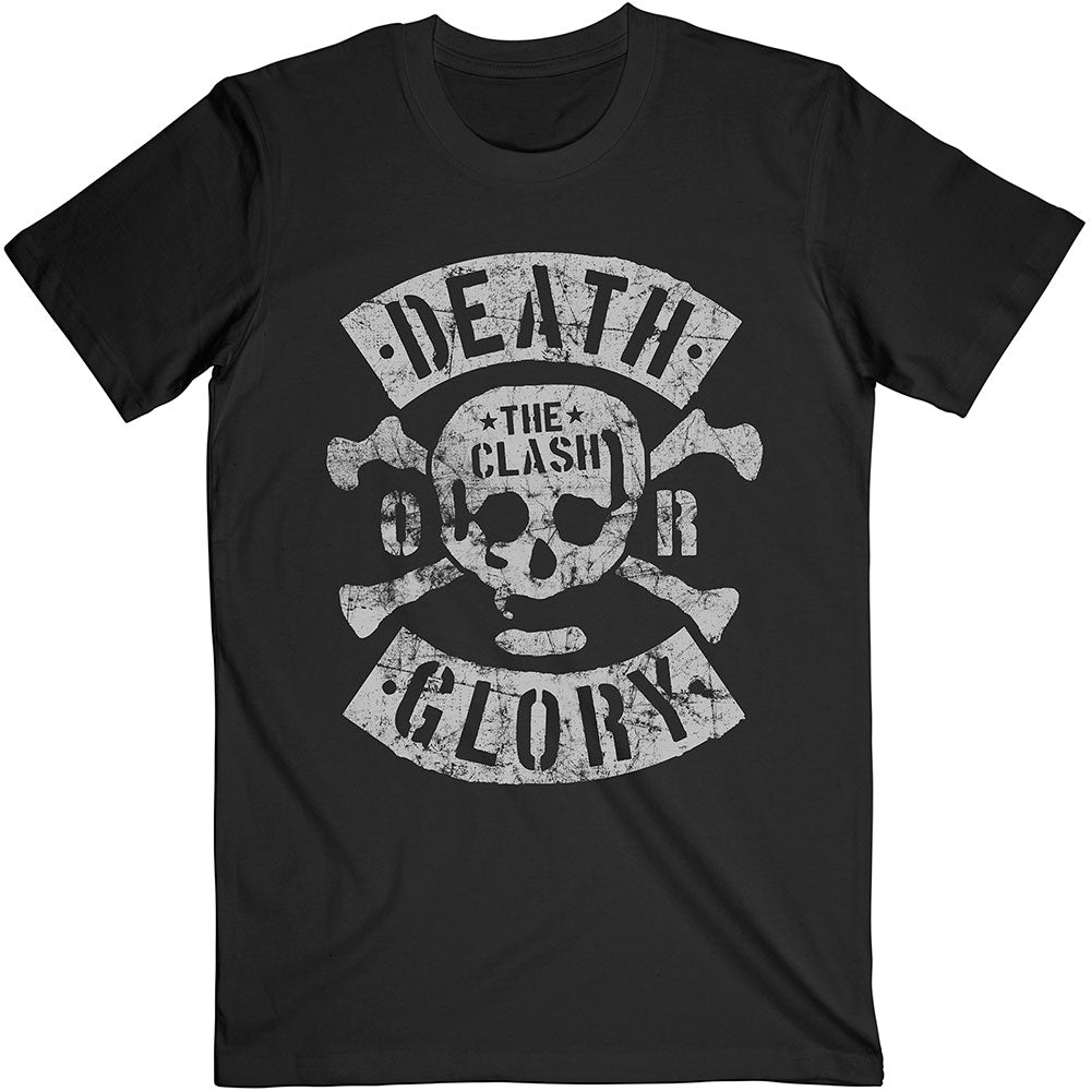 Lizensiertes The Clash Death Or Glory Bandshirt mit weißem, simplen Totenkopfprint