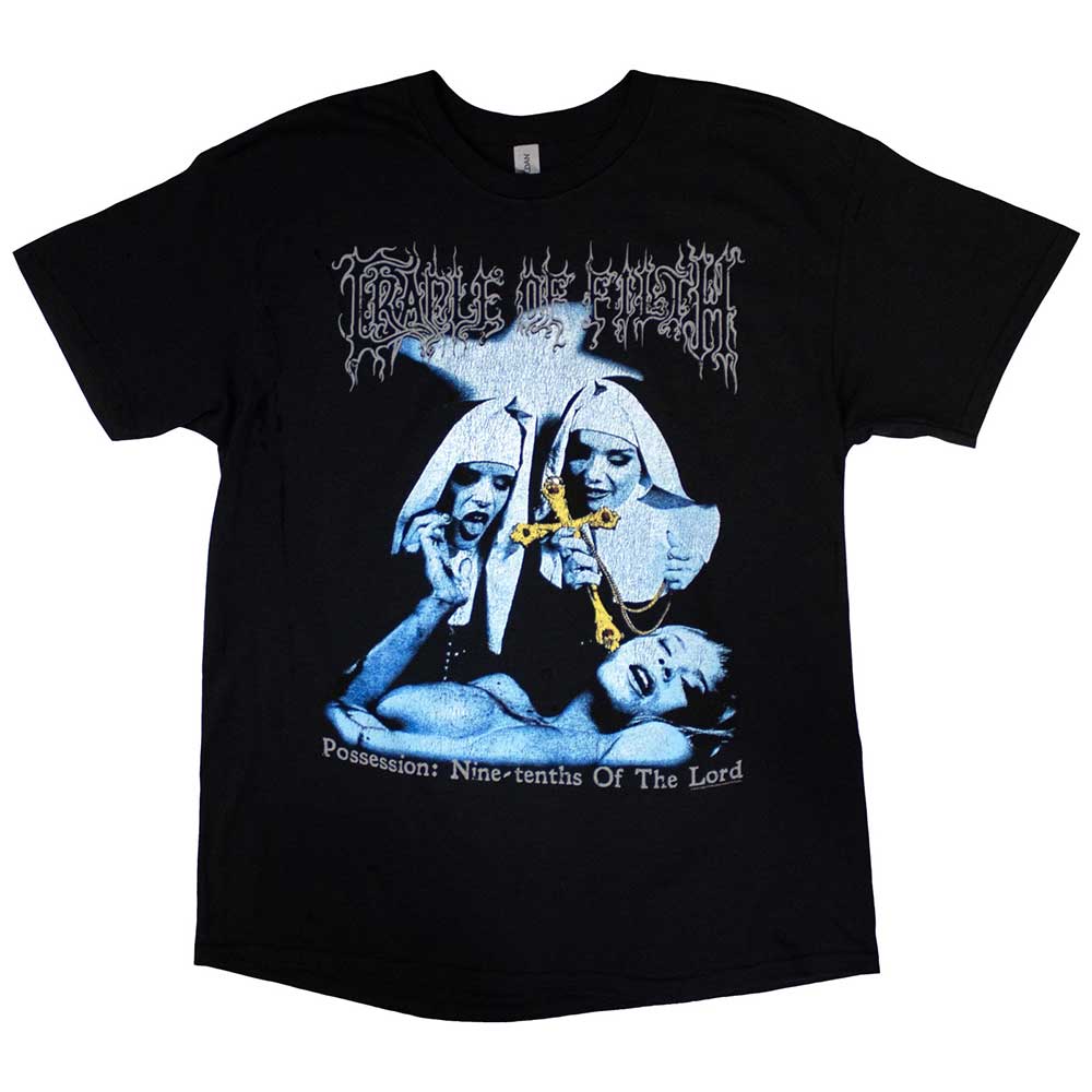 Lizensiertes Cradle Of Filth Decadence Bandshirt mit Nonnenprint vorn und Frauenprint auf der Rückseite