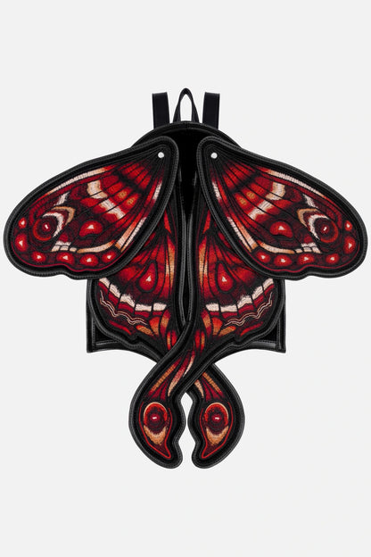 Schwarzer Rucksack CRIMSON MOTH BACKPACK mit beweglichen Mottenflügeln von Restyle