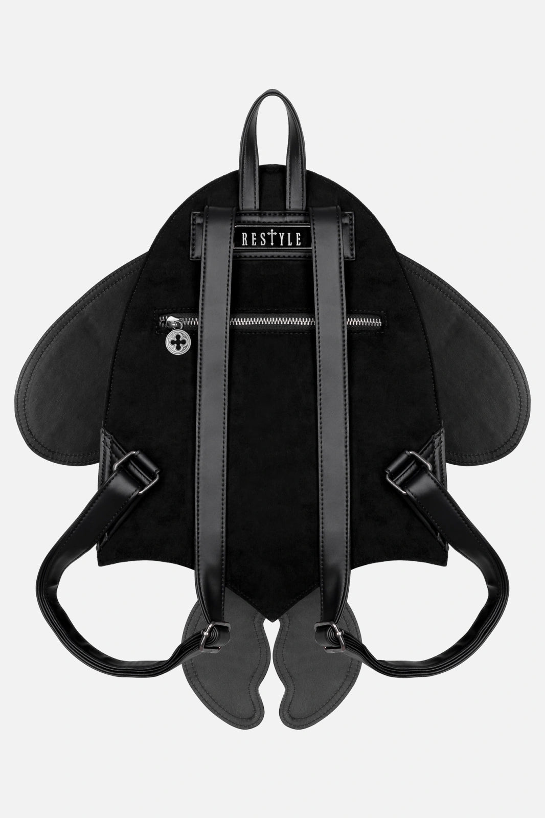 Schwarzer Rucksack CRIMSON MOTH BACKPACK mit beweglichen Mottenflügeln von Restyle
