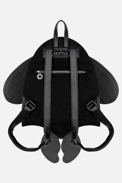 Schwarzer Rucksack CRIMSON MOTH BACKPACK mit beweglichen Mottenflügeln von Restyle