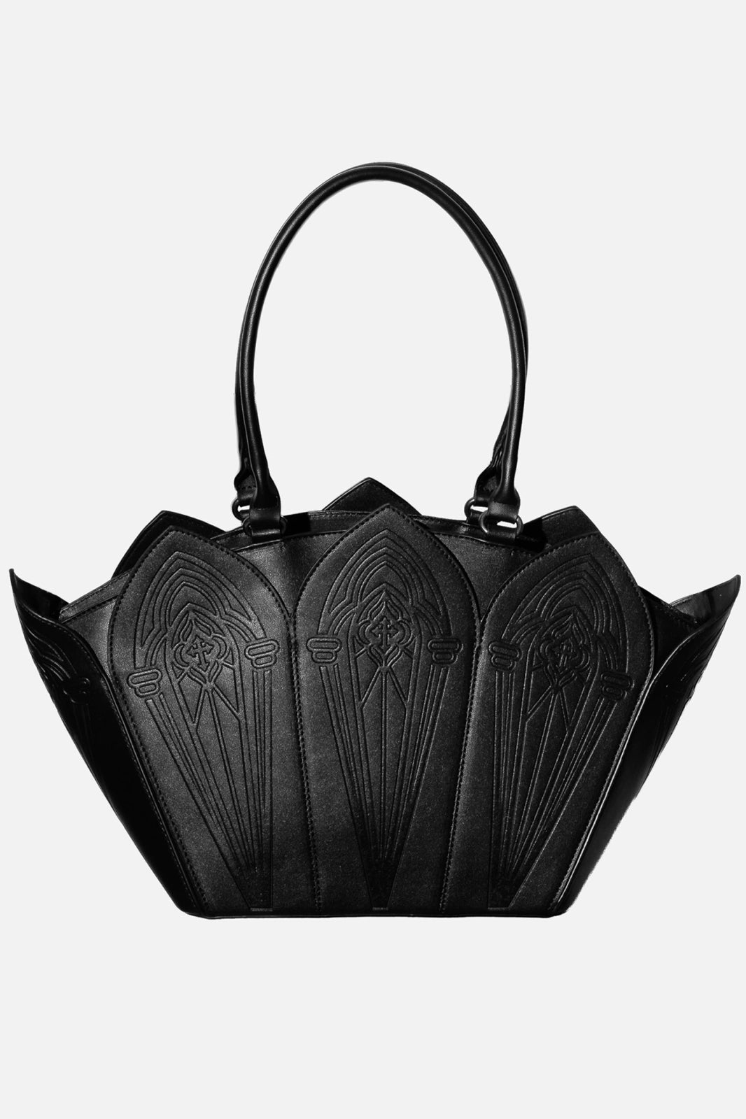 Schwarze Tasche CRUCIS UMBRA BAG mit Fensterdesign von Restyle