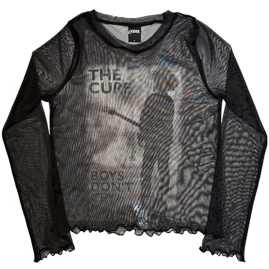 The Cure Boys don´t cry Ladies Long Sleeve Mesh Crop Top