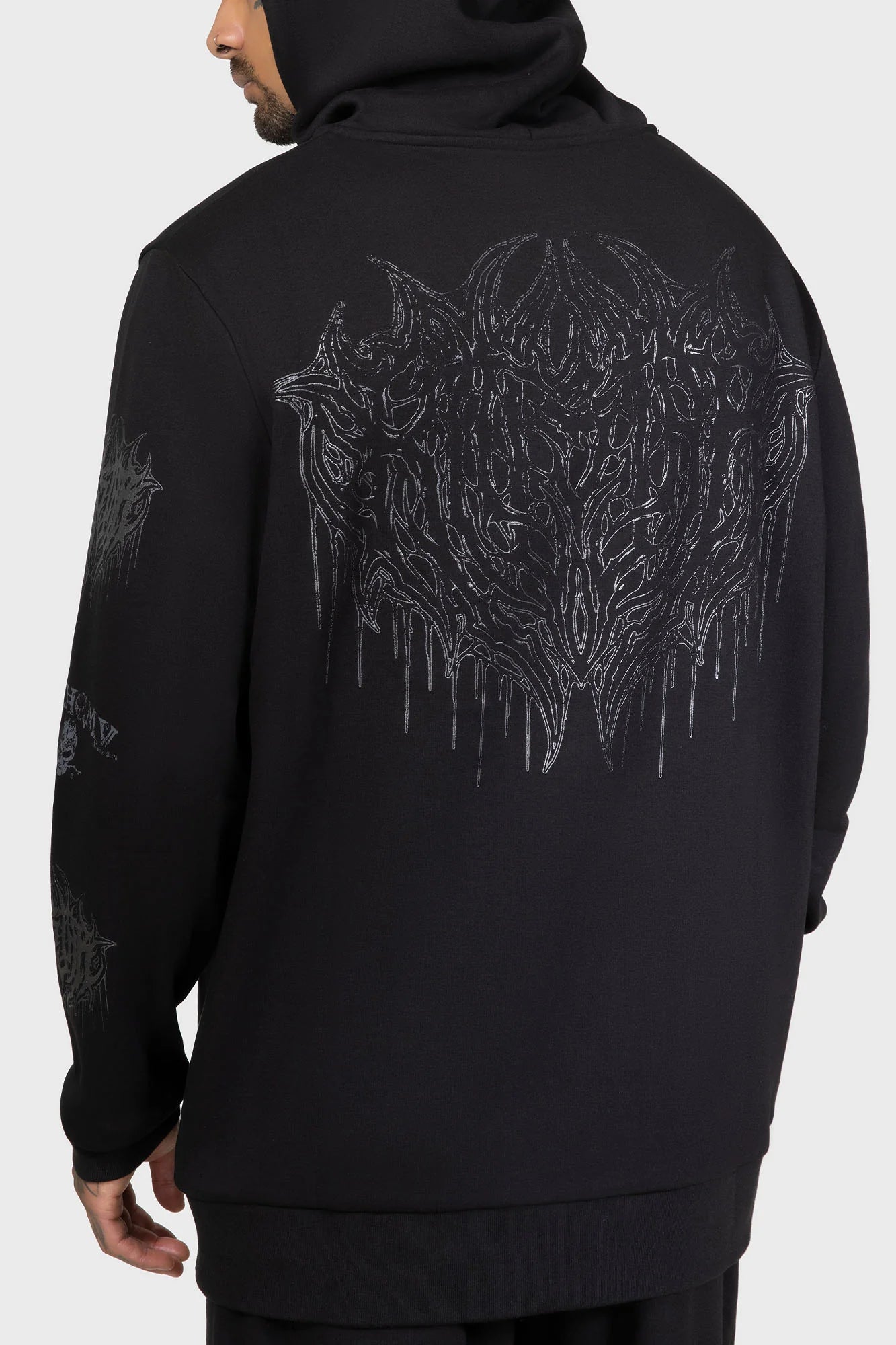 Schwarzer Kapuzenpullover Cusp Of Bathory Hoodie mit Dämonen Print von Killstar