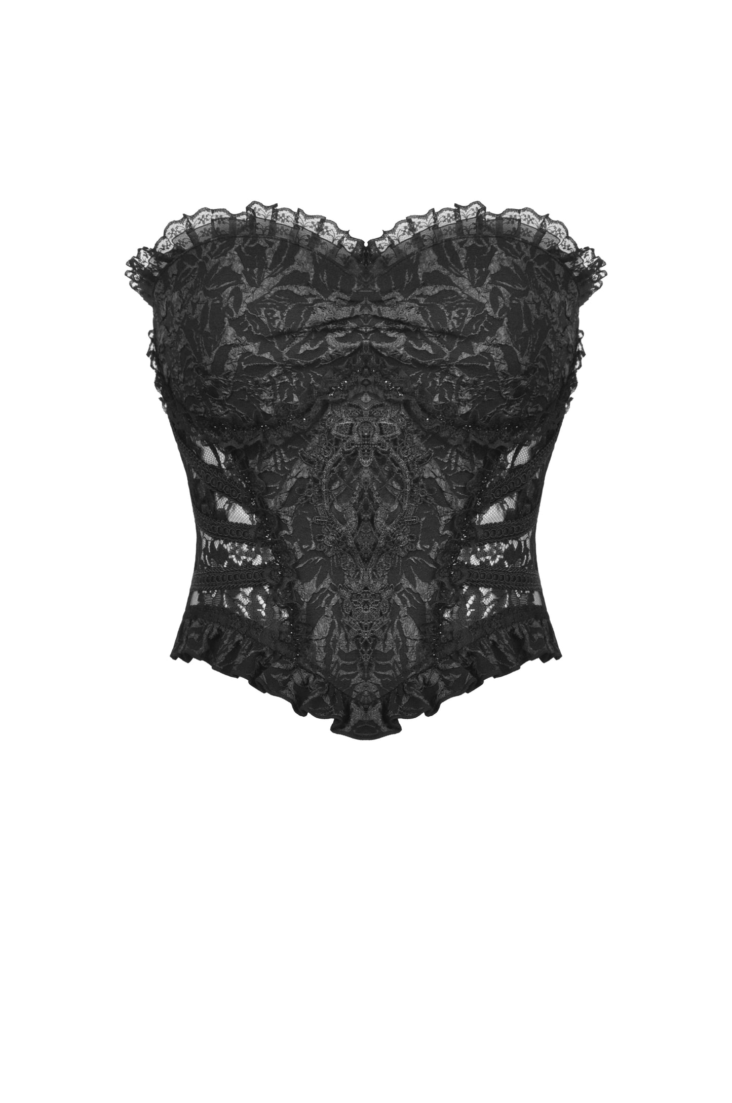 Schwarzes Top MIDNIGHT ROMANCE CORSET aus Spitze von Dark In Love