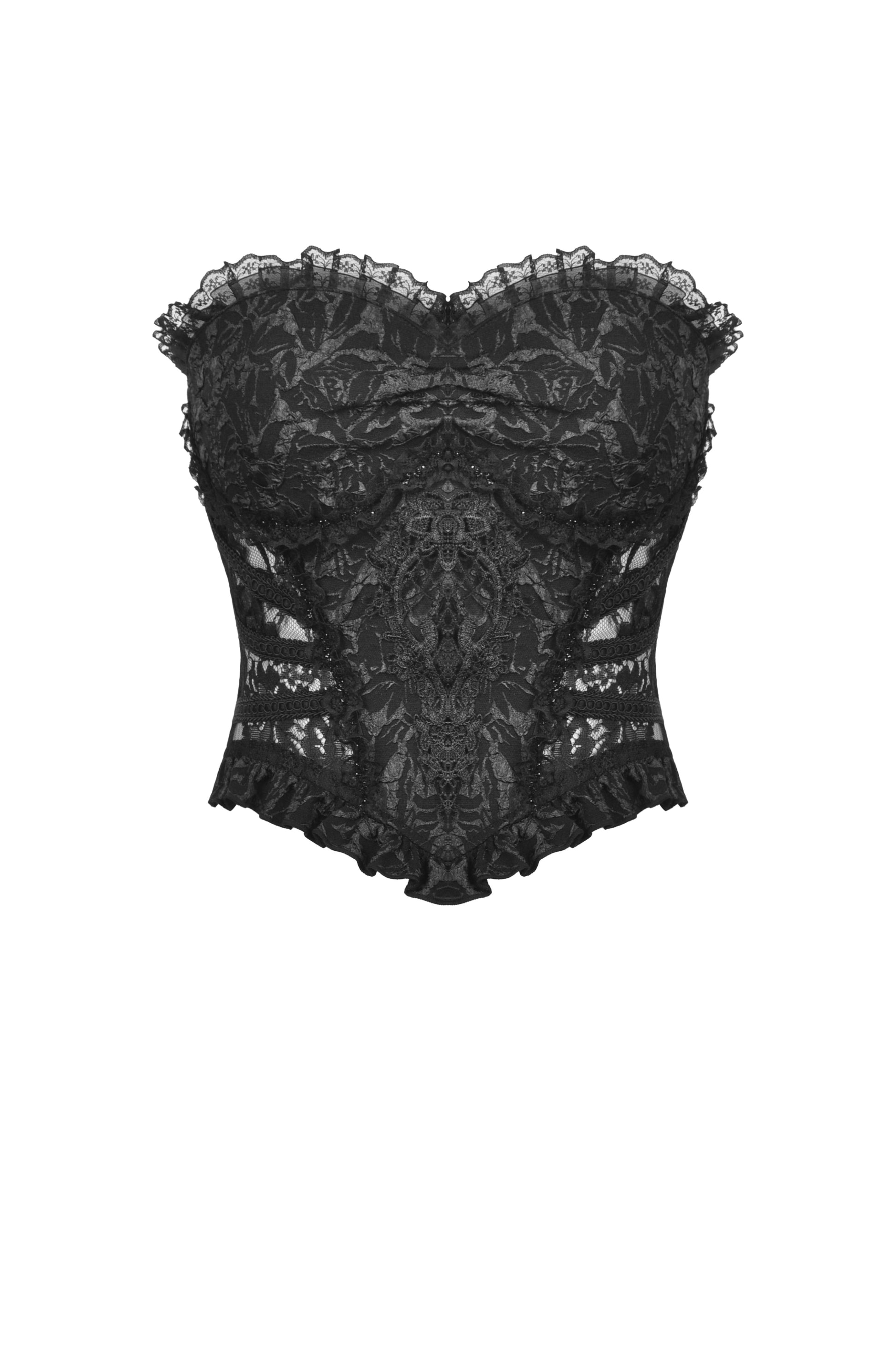 Schwarzes Top MIDNIGHT ROMANCE CORSET aus Spitze von Dark In Love