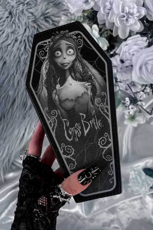 Sargförmige Schmuckschatulle EMILY CASKET JEWELLERY BOX mit Statement-Corpse-Bride-Grafik von Killstar