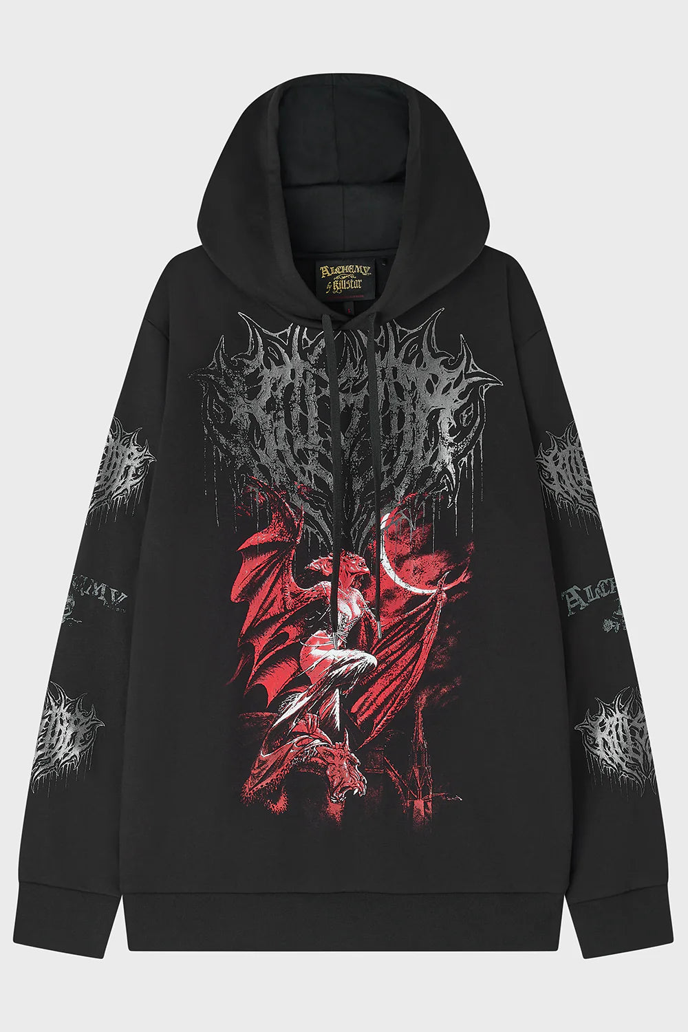 Schwarzer Kapuzenpullover Cusp Of Bathory Hoodie mit Dämonen Print von Killstar
