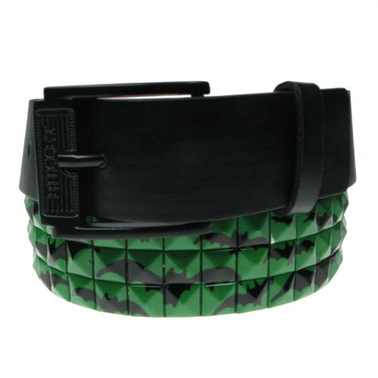 Studded belt 3-row Green Bat