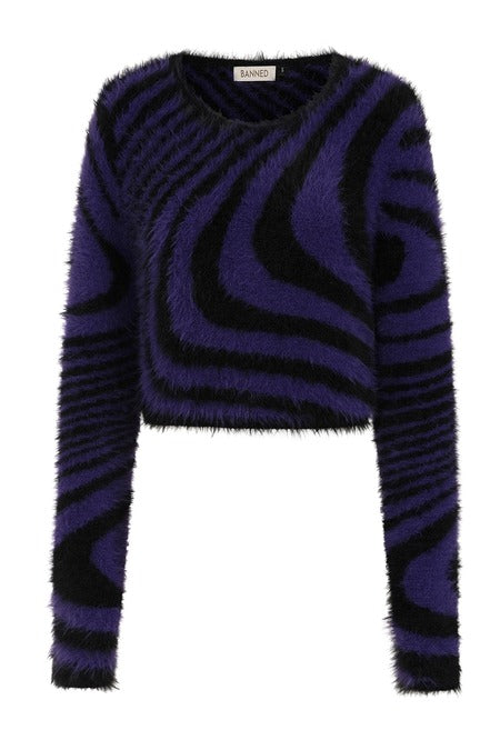 Schwarz/Lilaner Pullover DAPHNE JUMPER von Banned