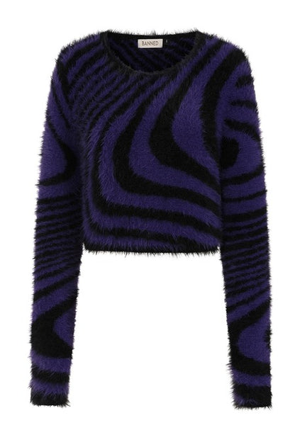 Schwarz/Lilaner Pullover DAPHNE JUMPER von Banned