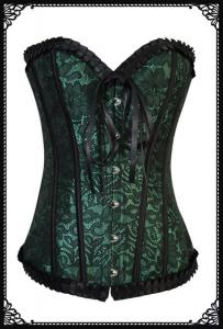 Briquette pattern corset with buckle green